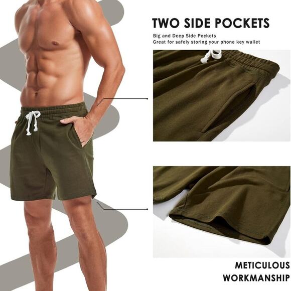 Mens Cargo Shorts Cotton Casual Lounge Shorts Elastic Waist Workout NWT 2XL - Picture 3 of 7